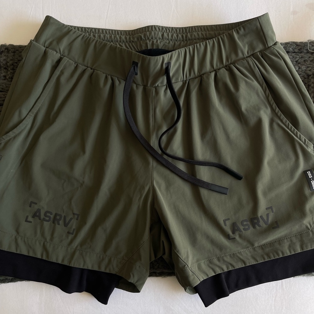 ASRV Men's Dark Green Athletic Shorts